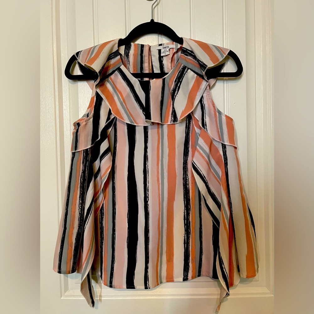 Bar III Blouse - Sleeveless - Ruffle Striped Design - S